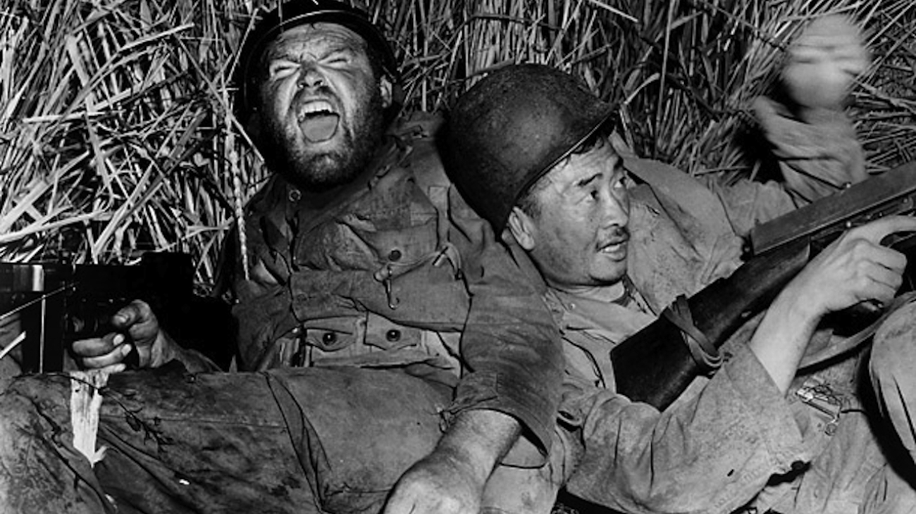 Gene Evans and Richard Loo in The Steel Helmet (1951)