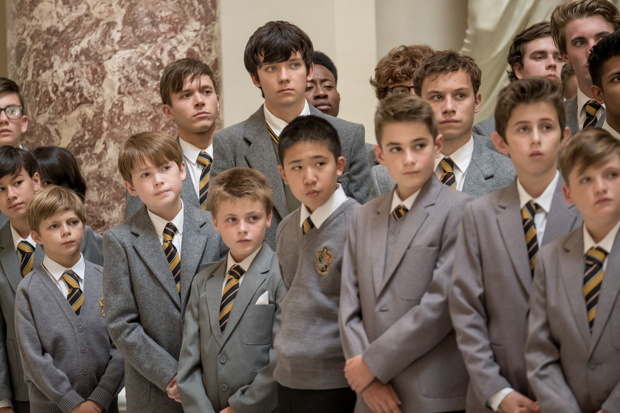 Jassa Ahluwalia, Asa Butterfield, Kit Connor, and Finn Cole in Slaughterhouse Rulez (2018)