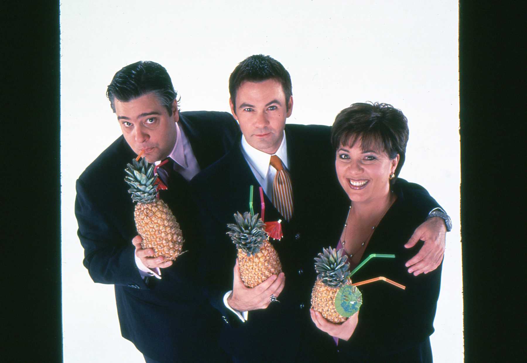 Julie McCrossin, Paul McDermott, and Mikey Robins in Good News Week (1996)