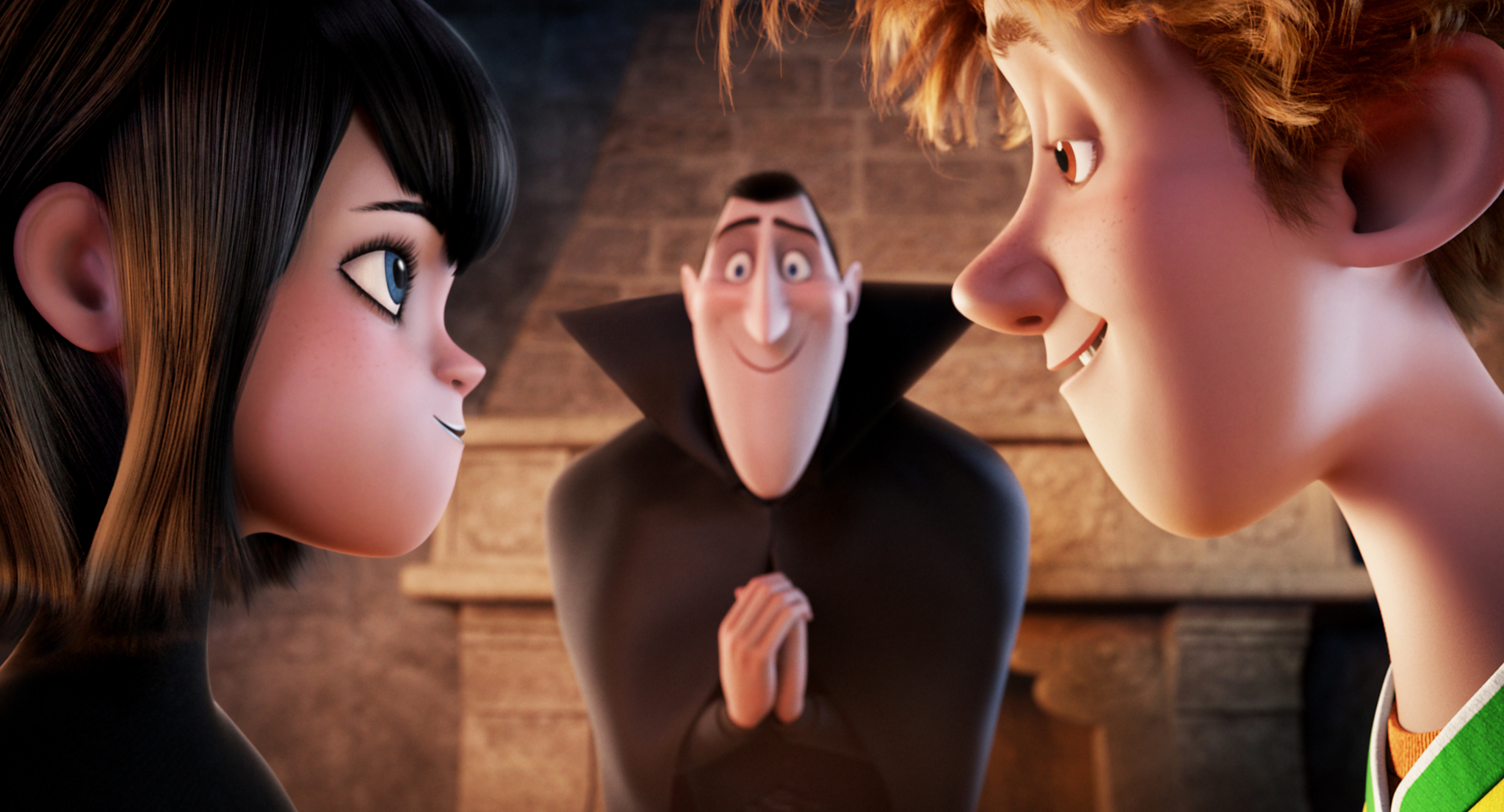 Adam Sandler, Selena Gomez, and Andy Samberg in Hotel Transylvania (2012)