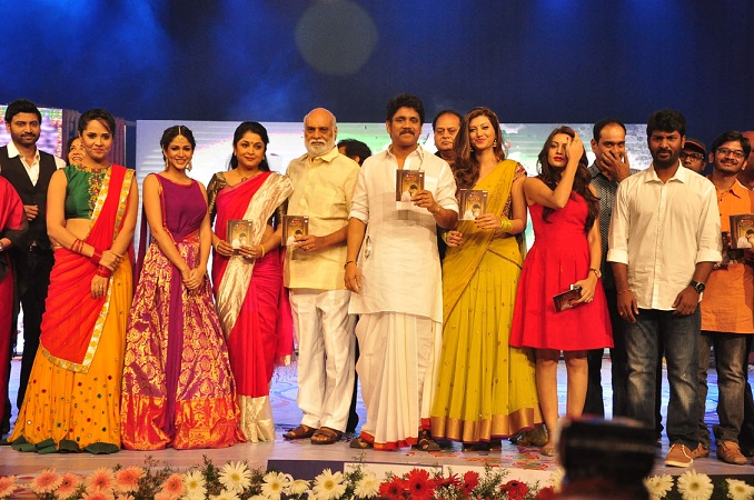 Nagarjuna Akkineni, Chalapathi Rao, Ramya Krishnan, K. Raghavendra Rao, Sumanth, Anantha Sriram, Hamsa Nandini, Lavanya Tripathi, Deeksha Panth, Kalyan Krishna, and Anasuya Bharadwaj at an event for Soggade Chinni Nayana (2016)