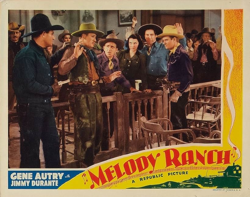 Gene Autry, Jimmy Durante, Tex Cooper, Barton MacLane, Horace McMahon, and Jack Montgomery in Melody Ranch (1940)