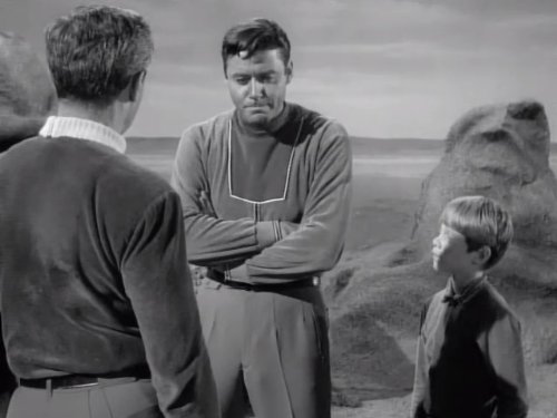 Jonathan Harris, Bill Mumy, and Guy Williams in Lost in Space (1965)