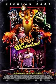 Nicolas Cage, Duke Jackson, Jiri Stanek, Kai Kadlec, BJ Guyer, Billy Bussey, Christopher Bradley, Emily Tosta, Terayle Hill, and Caylee Cowan in Willy's Wonderland (2021)