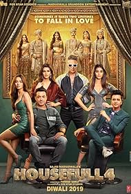 Bobby Deol, Akshay Kumar, Riteish Deshmukh, Kriti Kharbanda, Pooja Hegde, and Kriti Sanon in Housefull 4 (2019)