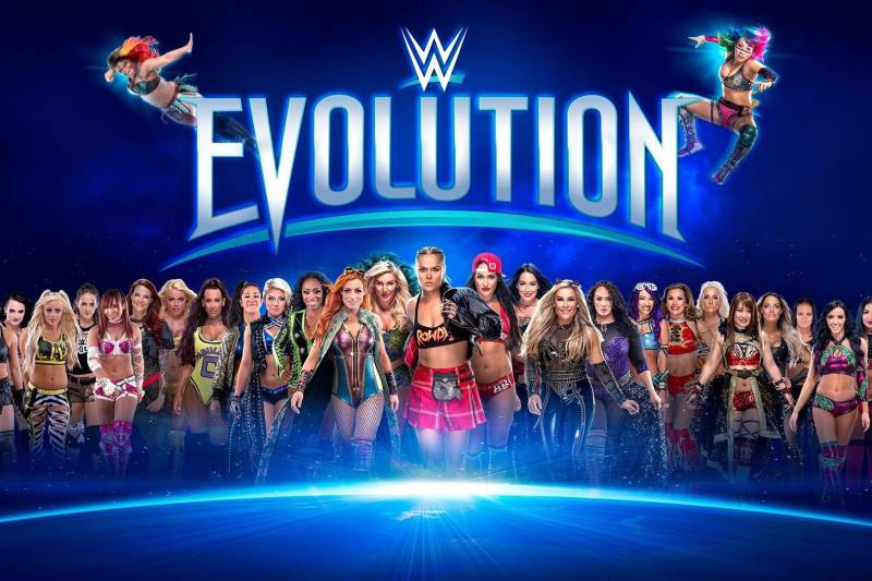 Michael Coulthard, Amy Dumas, Trish Stratus, Torrie Wilson, Mickie James, Adrienne Reese, Pamela Martinez, Barbie Blank, Rebecca Quin, Nattie Neidhart, Shayna Andrea Baszler, Brie Garcia, Nikki Garcia, Victoria Crawford, Ronda Rousey, Ashley Fliehr, Saraya-Jade Bevis, Daria Berenato, Kairi Hôjô, Mercedes Varnado, Sarah Bridges, Masami Odate, Savelina Fanene, Cheree Crowley, Charly Arnolt, Demi Bennett, and Toni Rossall in WWE Evolution (2018)