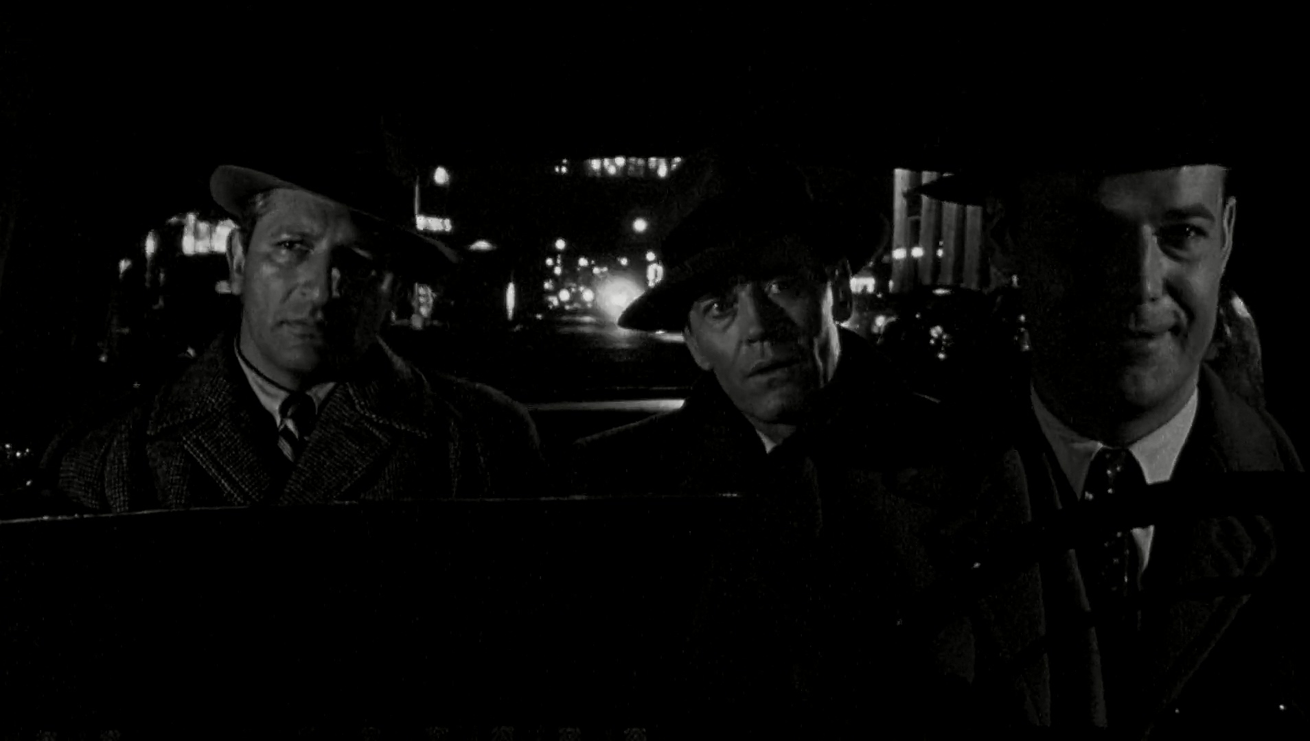 Henry Fonda, Charles Cooper, and Harold J. Stone in The Wrong Man (1956)