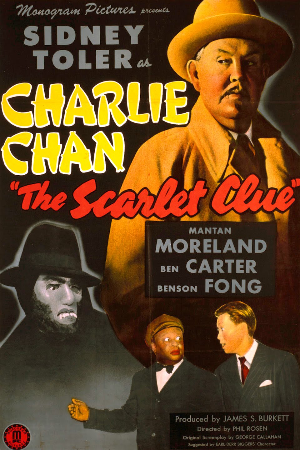 Benson Fong, Mantan Moreland, and Sidney Toler in The Scarlet Clue (1945)