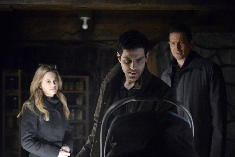 Claire Coffee, David Giuntoli, and Sasha Roiz in Grimm (2011)