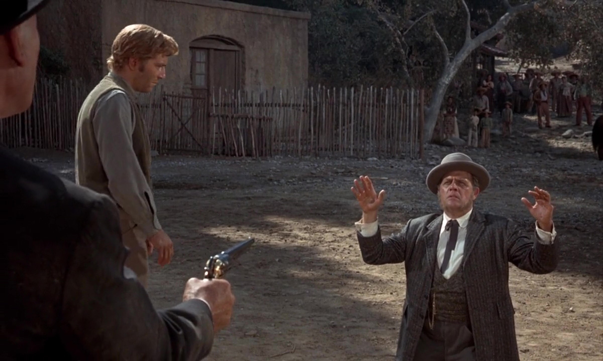 George Segal and Pat Hingle in Invitation to a Gunfighter (1964)