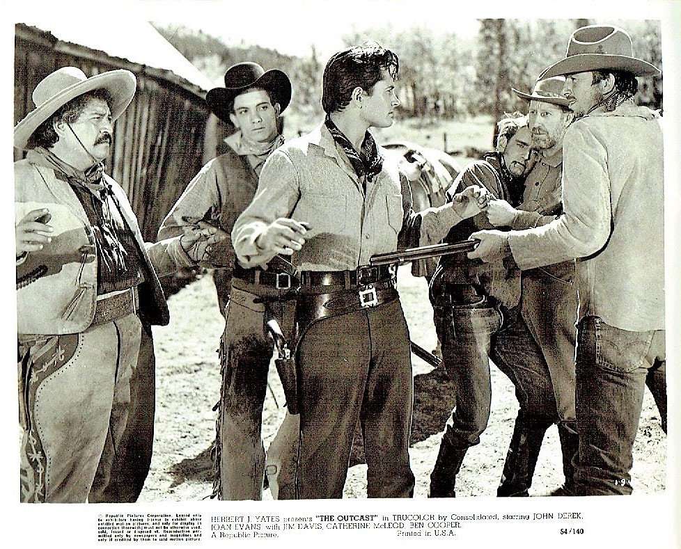 John Derek, Slim Pickens, Frank Ferguson, Nacho Galindo, and Robert 'Buzz' Henry in The Outcast (1954)