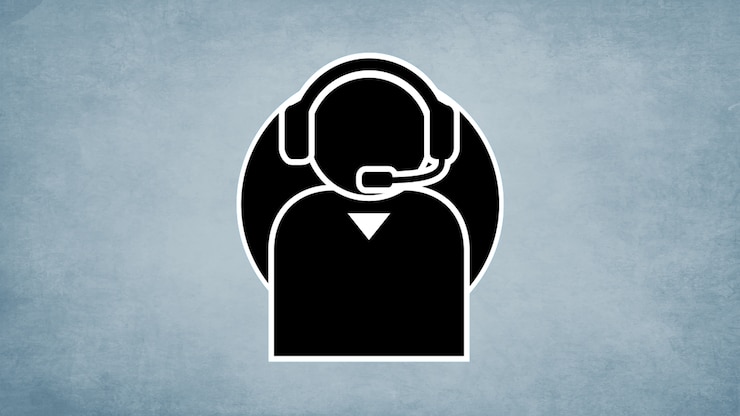 A simplified illustration of a person wearing a headset.