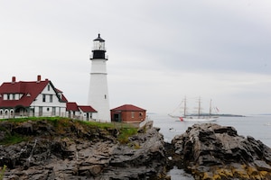 A lighthouse on the coast of Maine