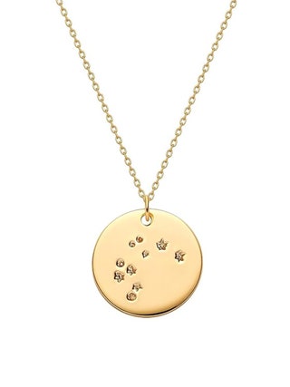 MEVECCO Gold Necklace Coin Disc Zodiac