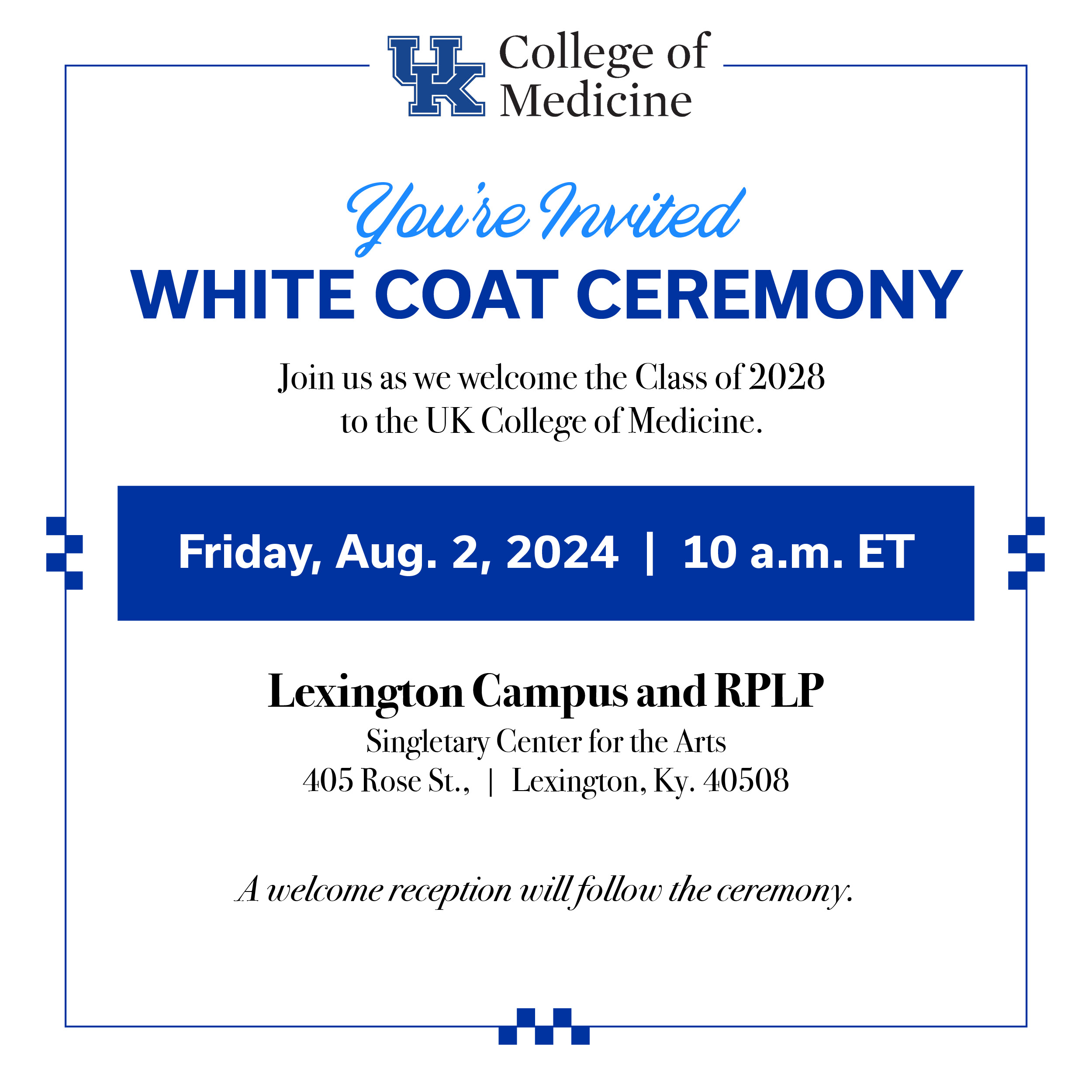 invitation graphic to white coat ceremony 