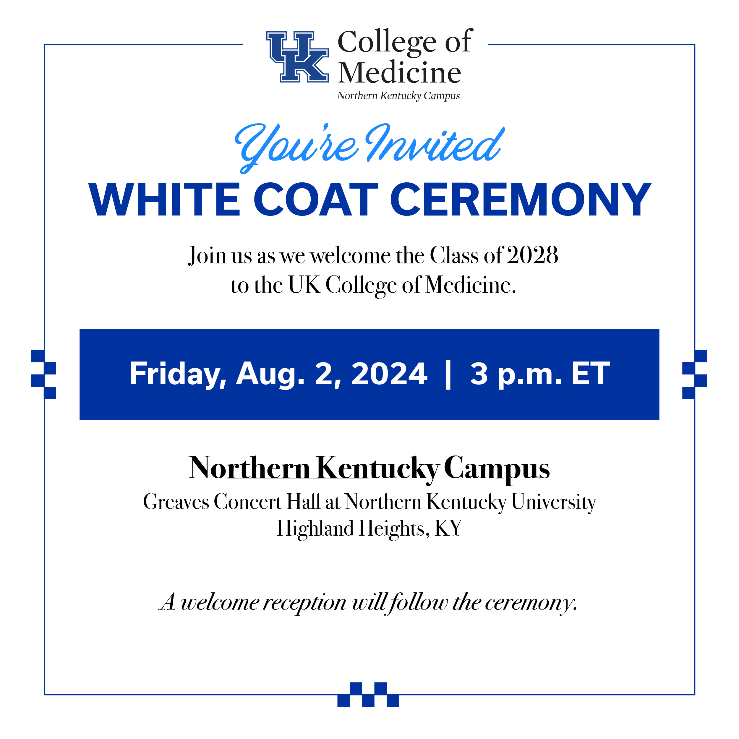 invitation graphic to white coat ceremony 