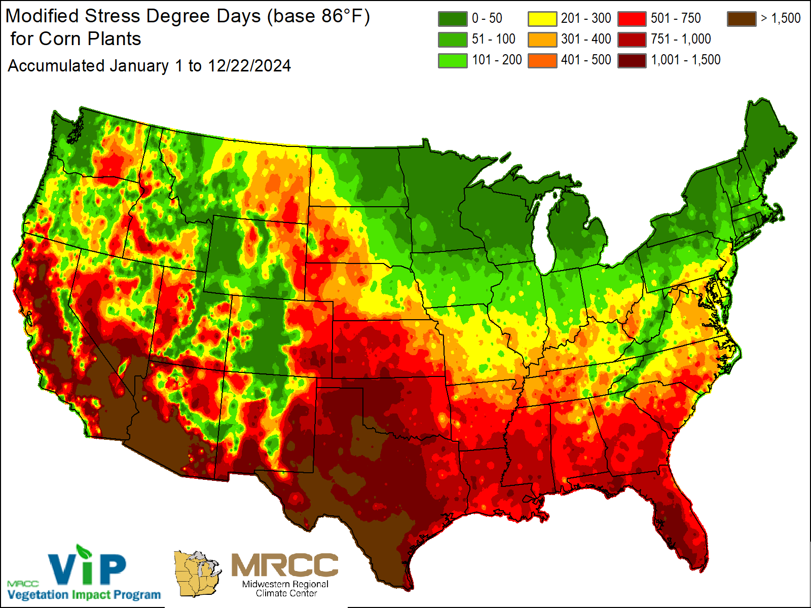 Modified SDD for corn plants, base 86 degrees F