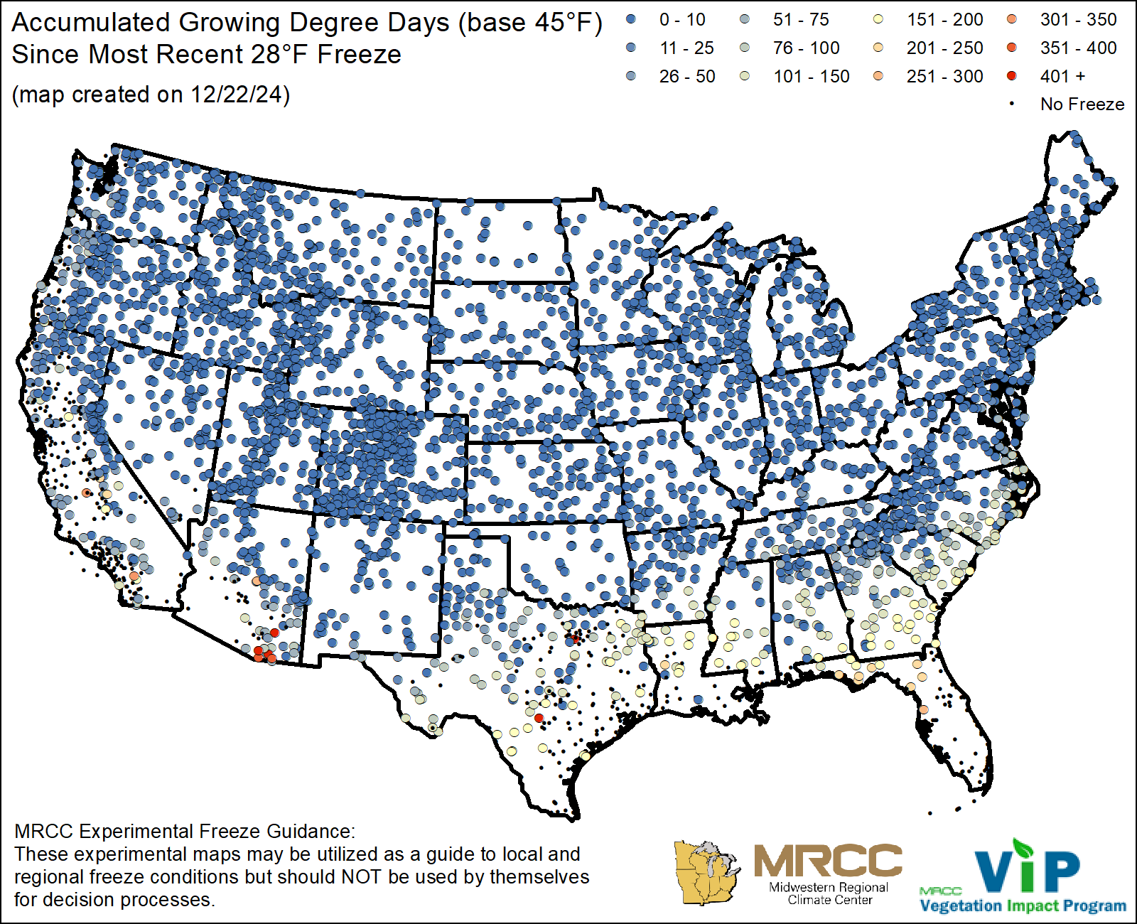 GDD45 Since Most Recent 28°F Freeze