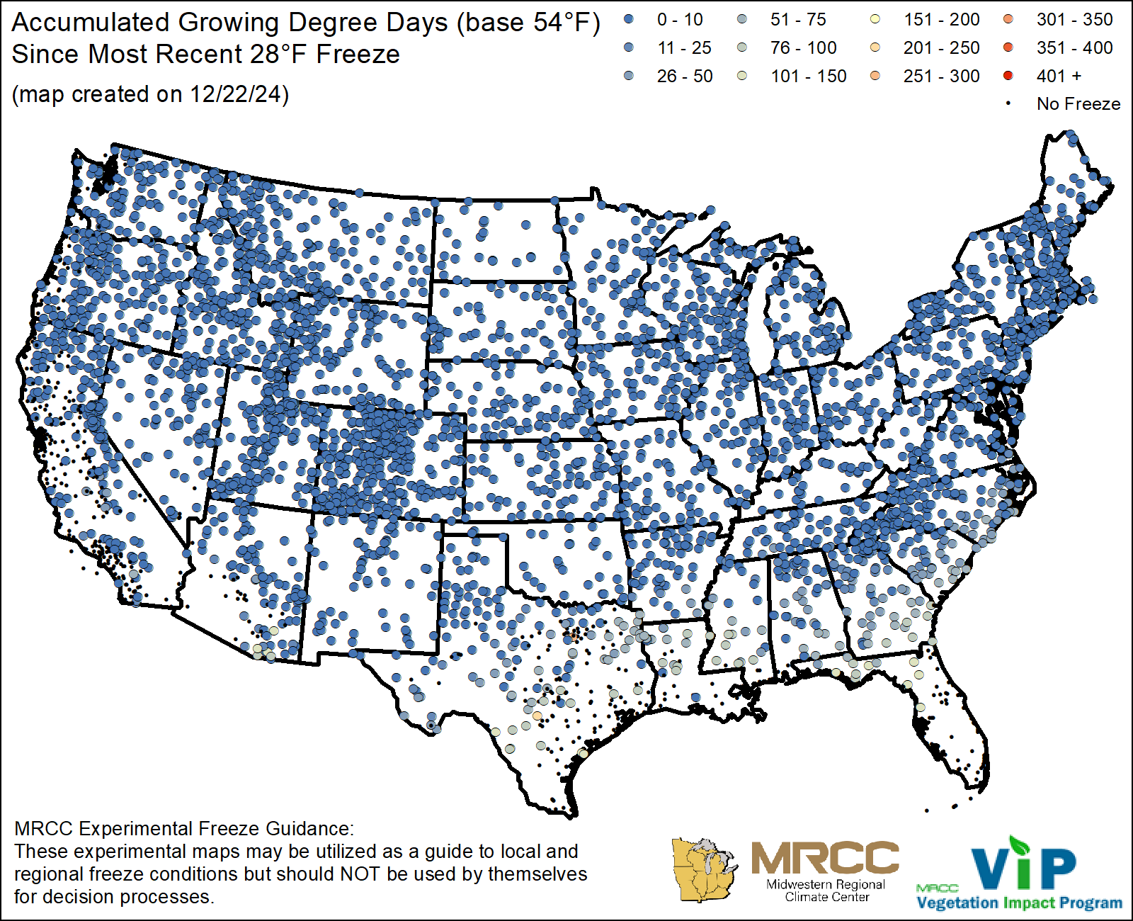 GDD54 Since Most Recent 28°F Freeze