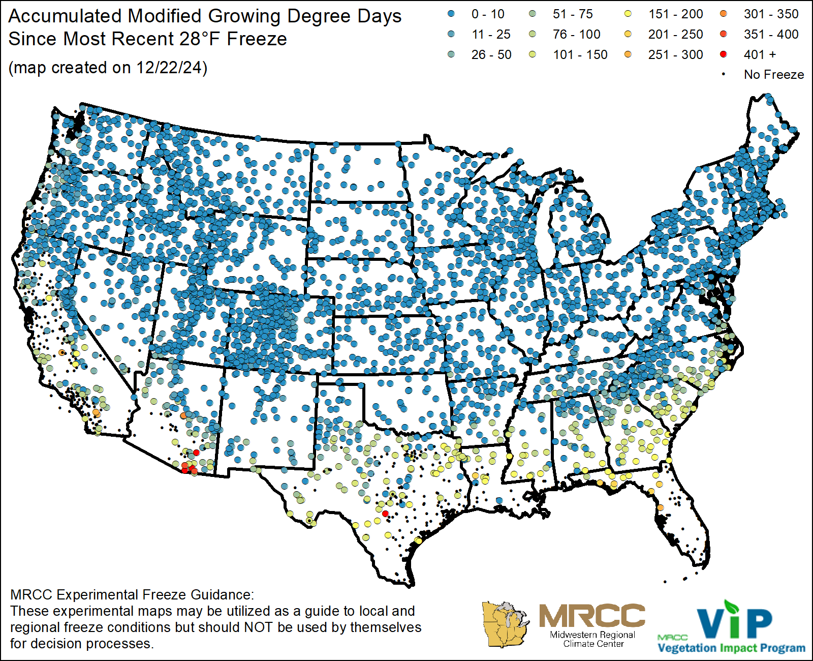 MGDD Since Most Recent 28°F Freeze