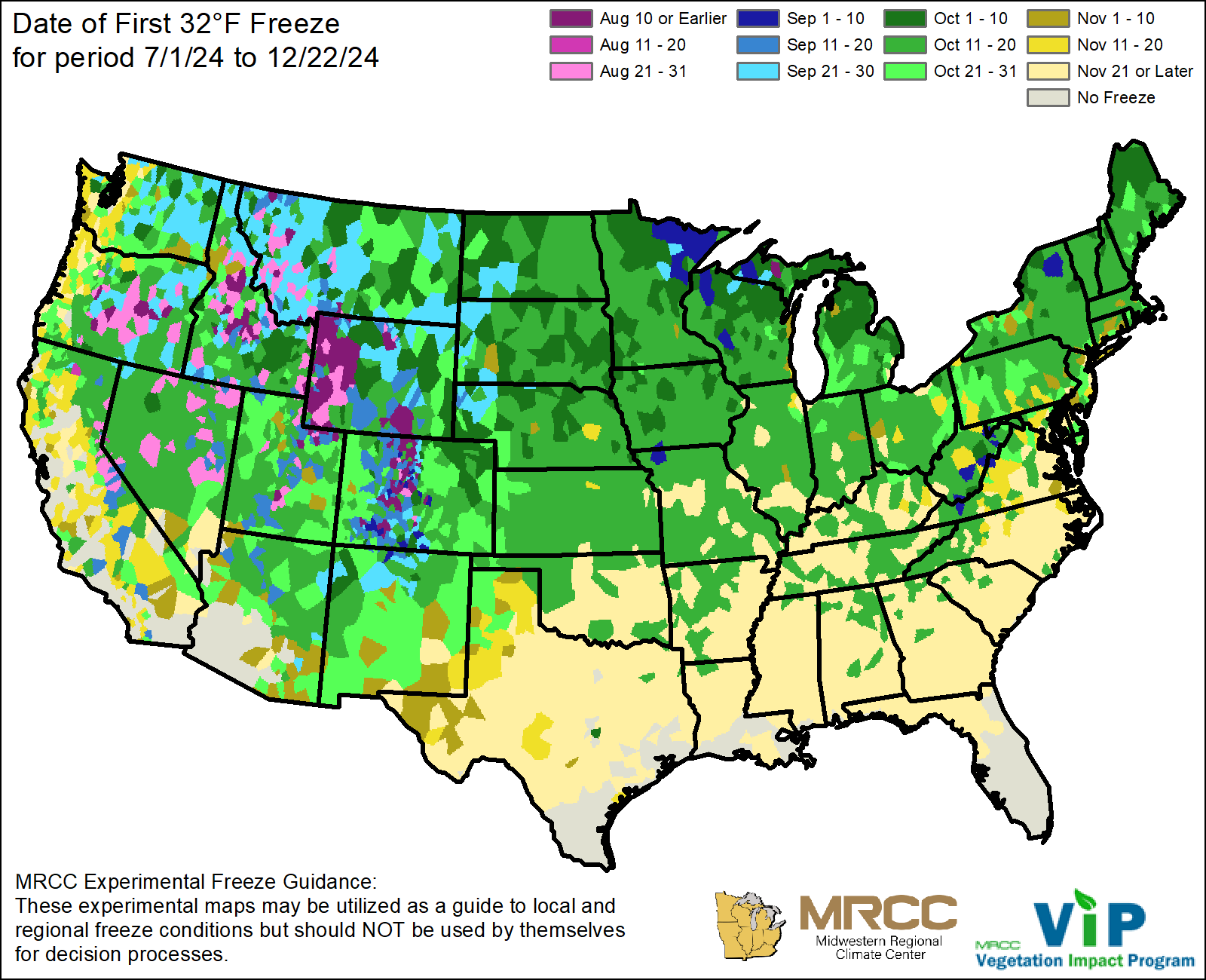 Date of First 32°F Freeze