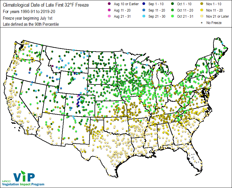 Date of Late First 32°F Freeze