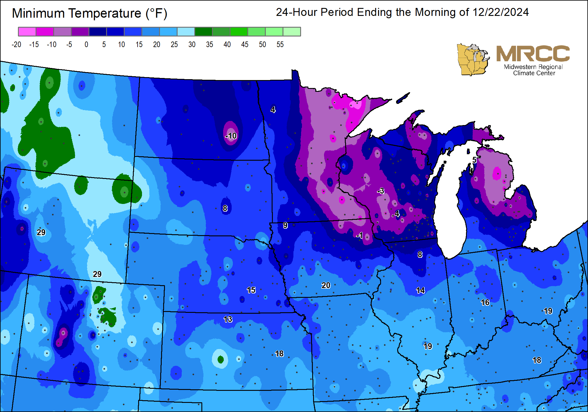 Central Region Min Temp