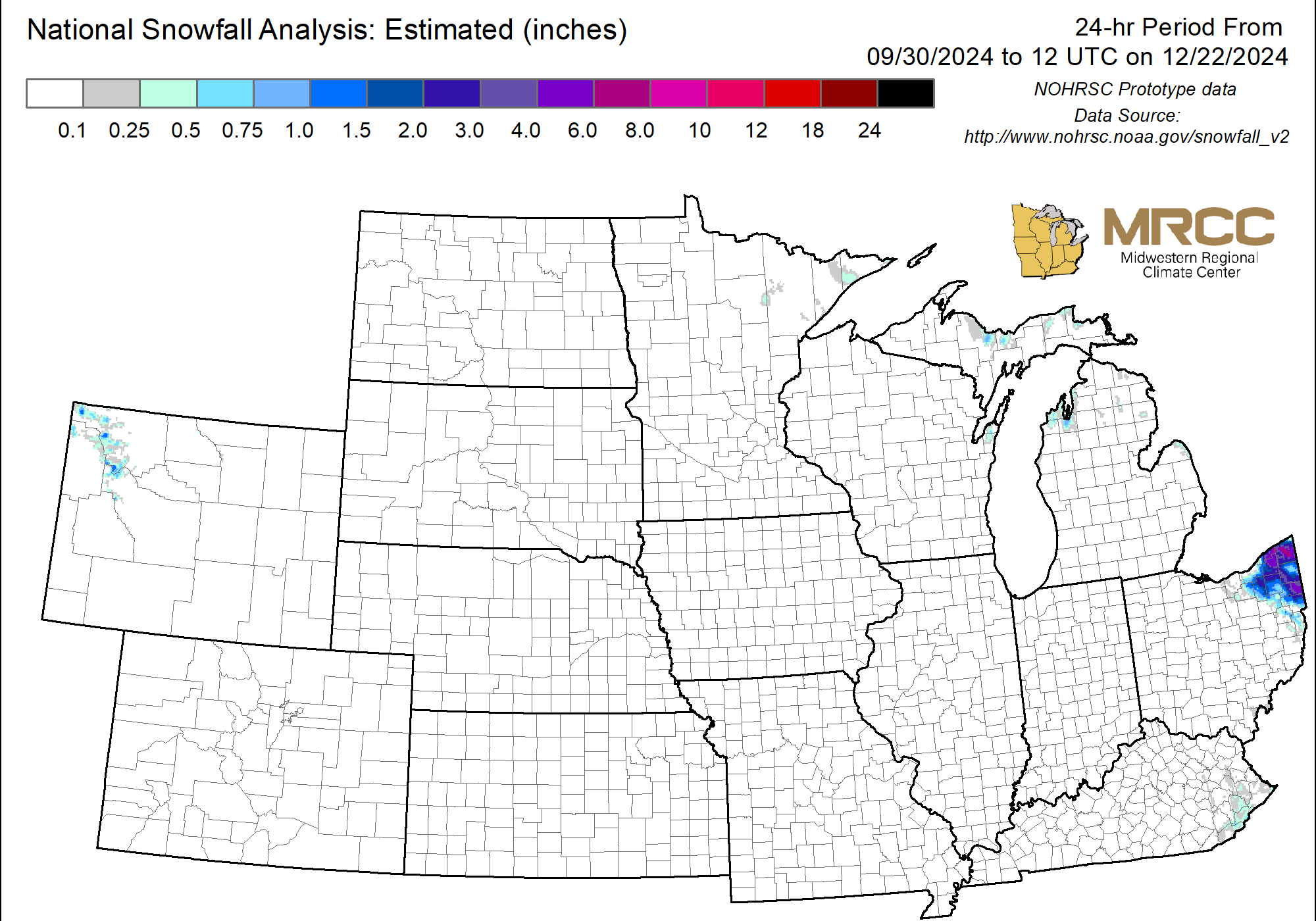 Central Region NOHRSC Snowfall