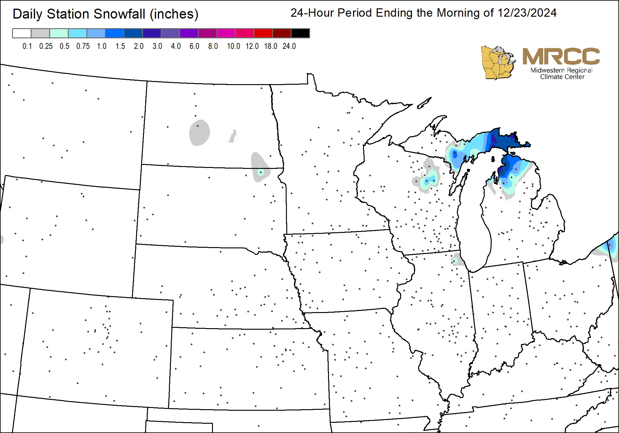 Station Daily Snowfall Map