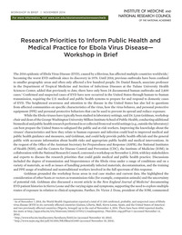 Research Priorities to Inform Public Health and Medical Practice for Ebola Virus Disease: Workshop in Brief