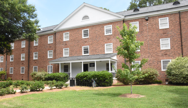 collins residence hall brick building