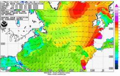 Latest 48 hour Atlantic wave period forecast