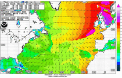 Latest 72 hour Atlantic wave period forecast