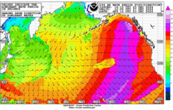 Latest 96 hour Pacific wave period forecast