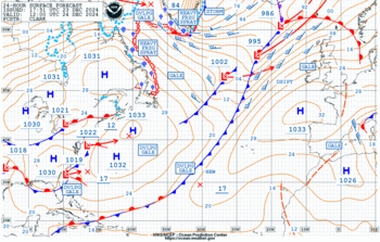 Latest 24 hour Atlantic surface forecast