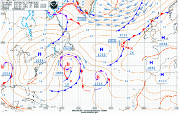 Latest 96 hour Atlantic surface forecast