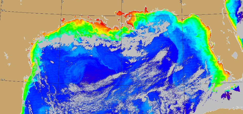 MODIS Aqua satellite image of the Gulf of Mexico from October 23, 2011