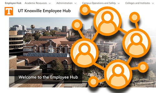 UT Knoxville Employee Hub screen capture and icon of people and circles.