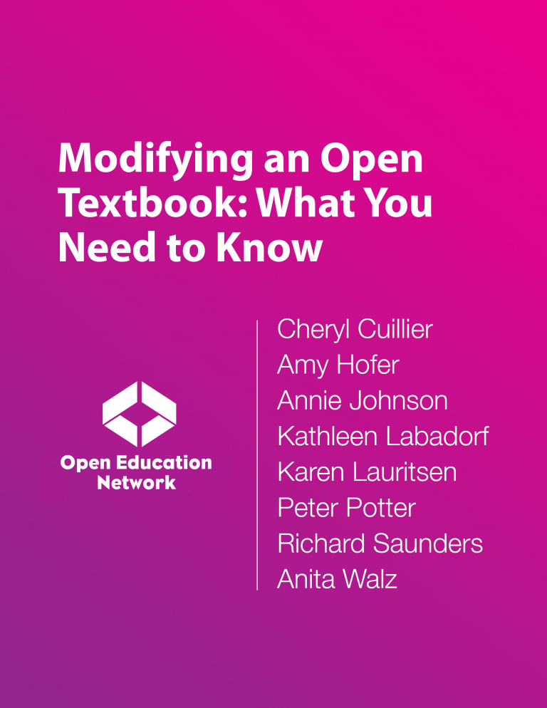 Cover of Modifying an Open Textbook