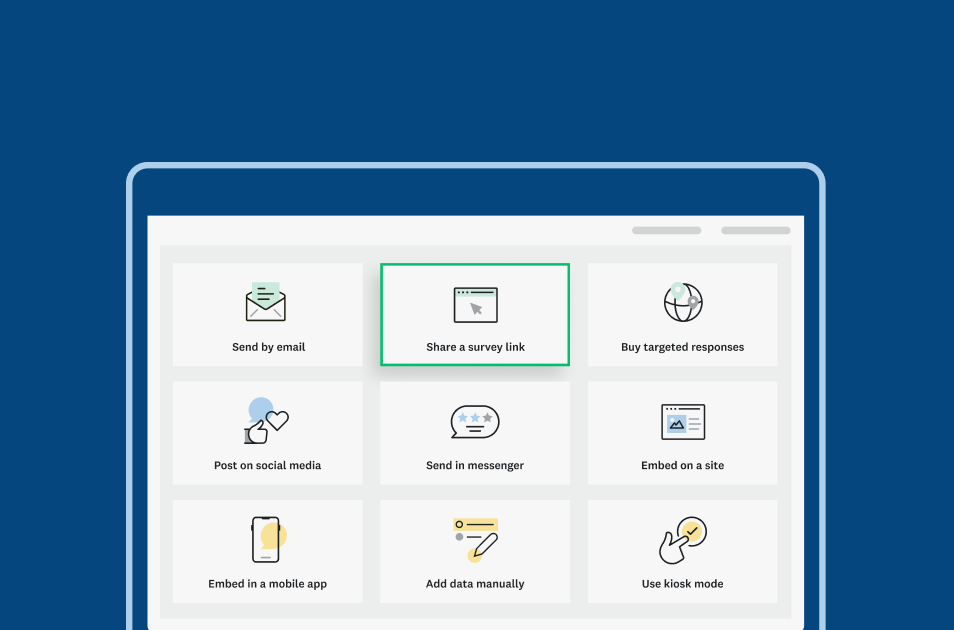 Screenshot of SurveyMonkey page showing different options to share out a survey