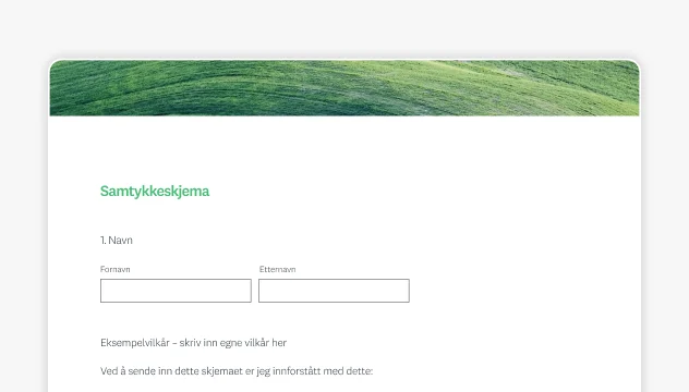 Skjermbilde av SurveyMonkeys mal for samtykkeskjema