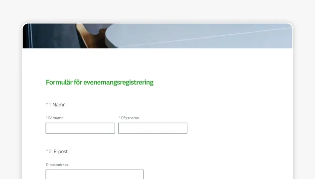 Skärmbild av SurveyMonkeys mall för evenemangsregistrering