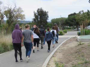 People walking on a pathway