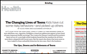 Screenshot of the front page of an article in Health Magazine. 