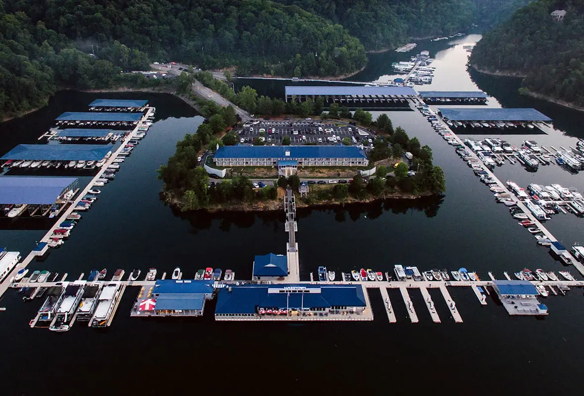 Aerial view of marina