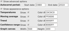 Temperature trend calculator: optional controls