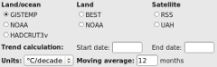 Temperature trend calculator: controls