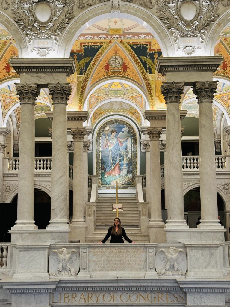 Jessica Sellers standing in the Library of Congress