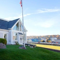 Flagpole Outside of South Pier Inn in Duluth, Minnesota