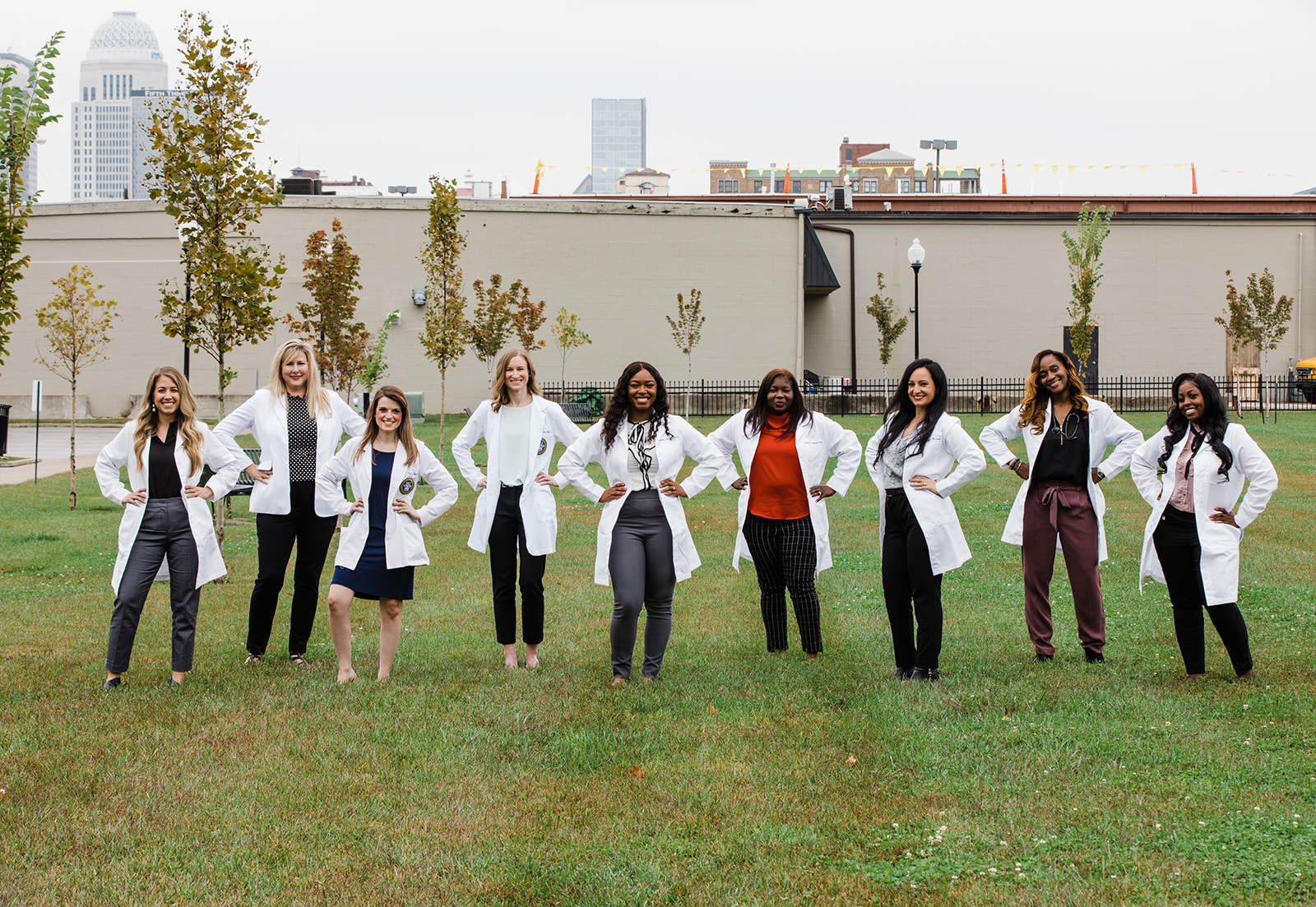 Nursing students standing in a line